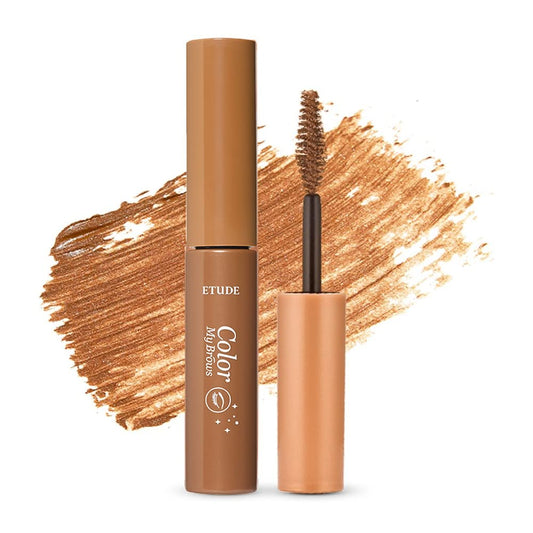 ETUDE Color My Brows – Natural 3D Brow Mascara with Beeswax & Carnauba Wax | Long-Lasting, Moisturizing, Smudge-Free Eyebrow Tint (Rich Brown)