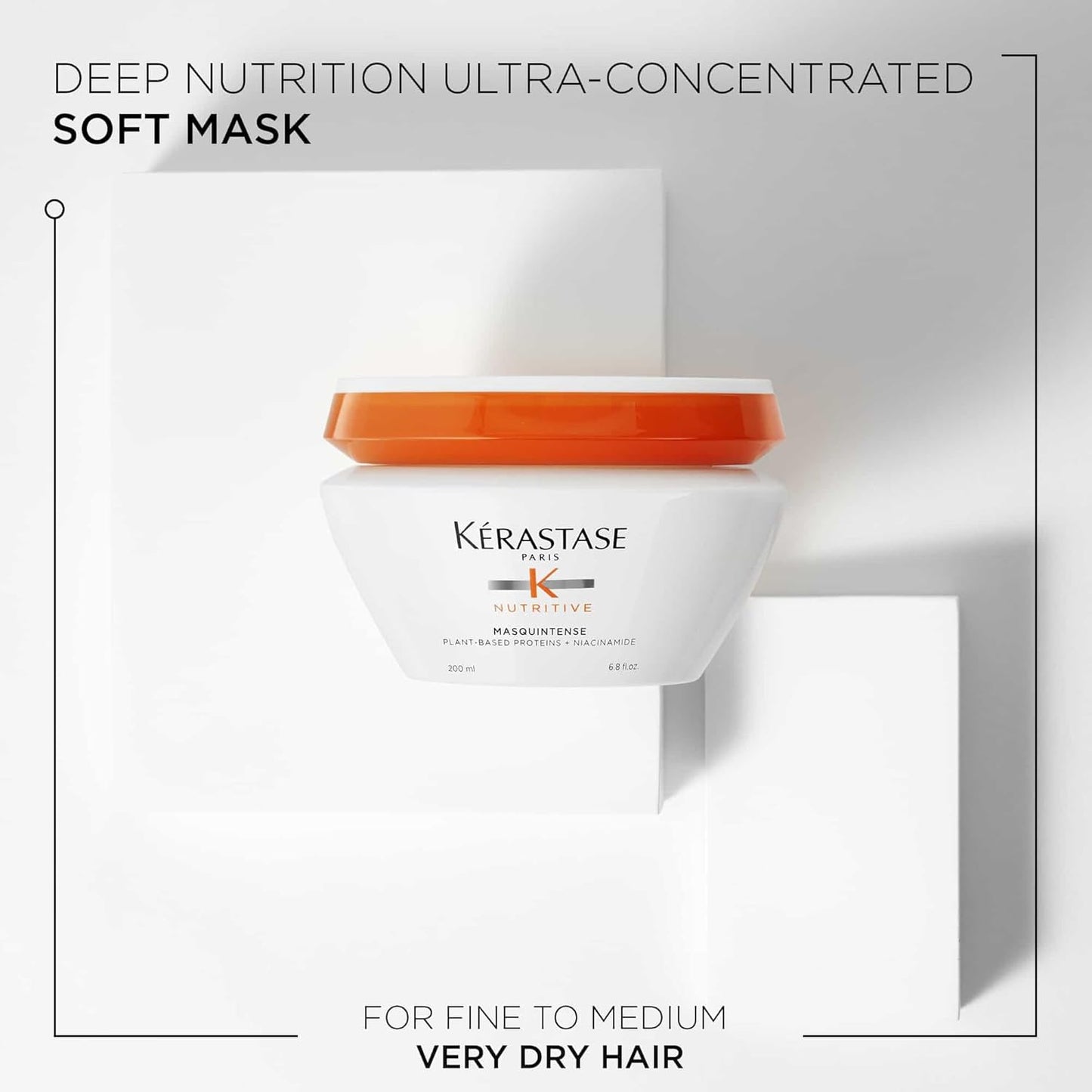 Kérastase Nutritive Masquintense Mask – Deep Nourishment for Fine to Medium Dry Hair with Plant Proteins & Niacinamide – 6.8 fl oz