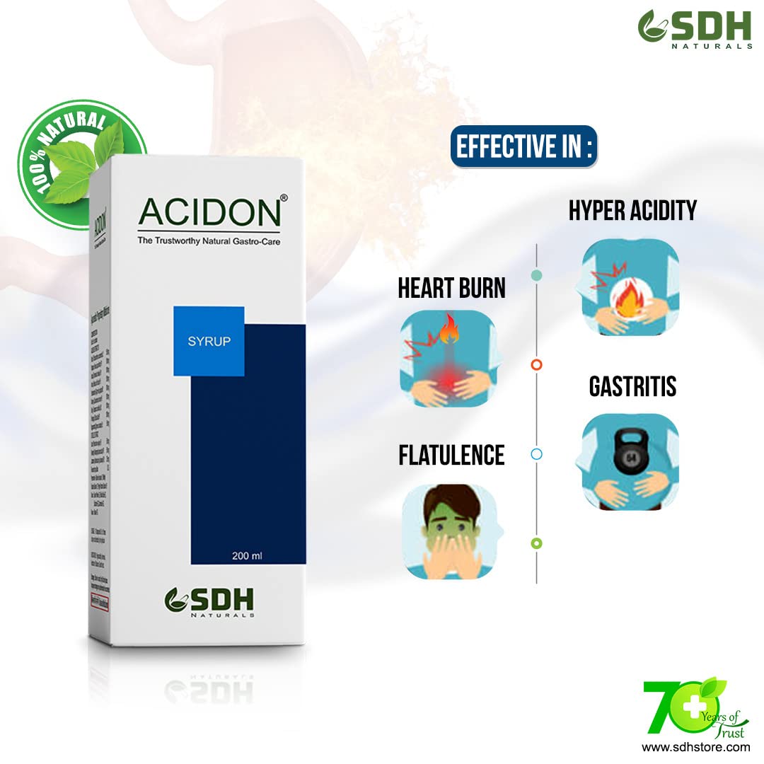 SDH Naturals ACIDON Syrup (Pack of 2) – Ayurvedic Relief for Acidity, Gas & Ulcer Protection – 200 ml Each