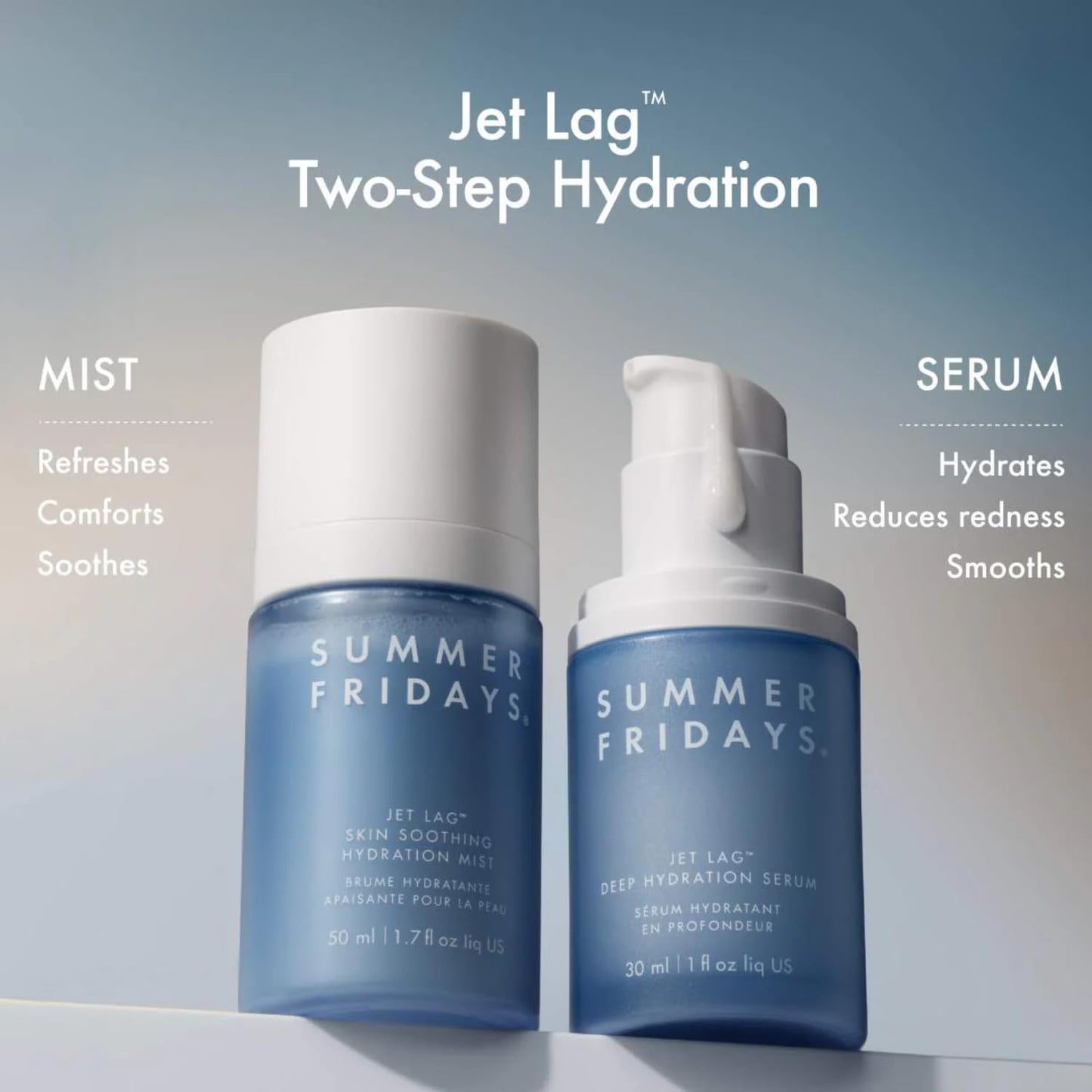 Summer Fridays Jet Lag Hydrating Face Mist – Ultra-Fine Soothing Spray with Antioxidants, Ceramides & Squalane for Barrier Support & Glowing Skin – 1.7 fl oz
