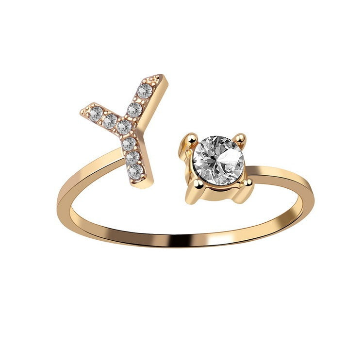 New Design Adjustable 26 Initial Letter Ring Fashion Jewelry For Women Simple Elegant Jewelry - LUXURY GLOW