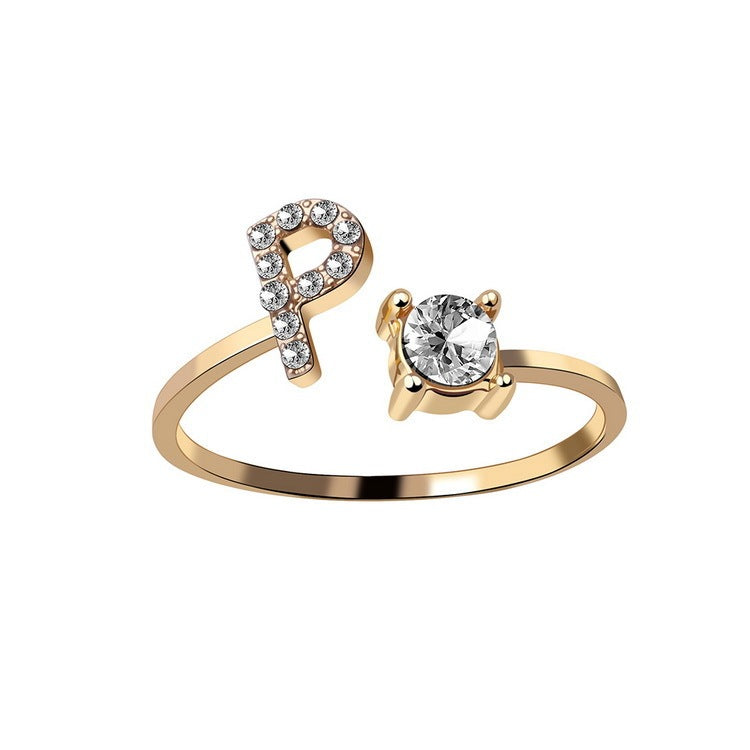New Design Adjustable 26 Initial Letter Ring Fashion Jewelry For Women Simple Elegant Jewelry - LUXURY GLOW