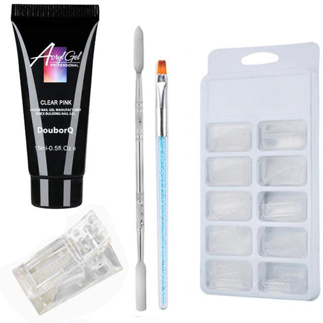 DouborQ DIY Nail Art Extension Kit – Gel Polish, Brushes & Nail Stickers Set