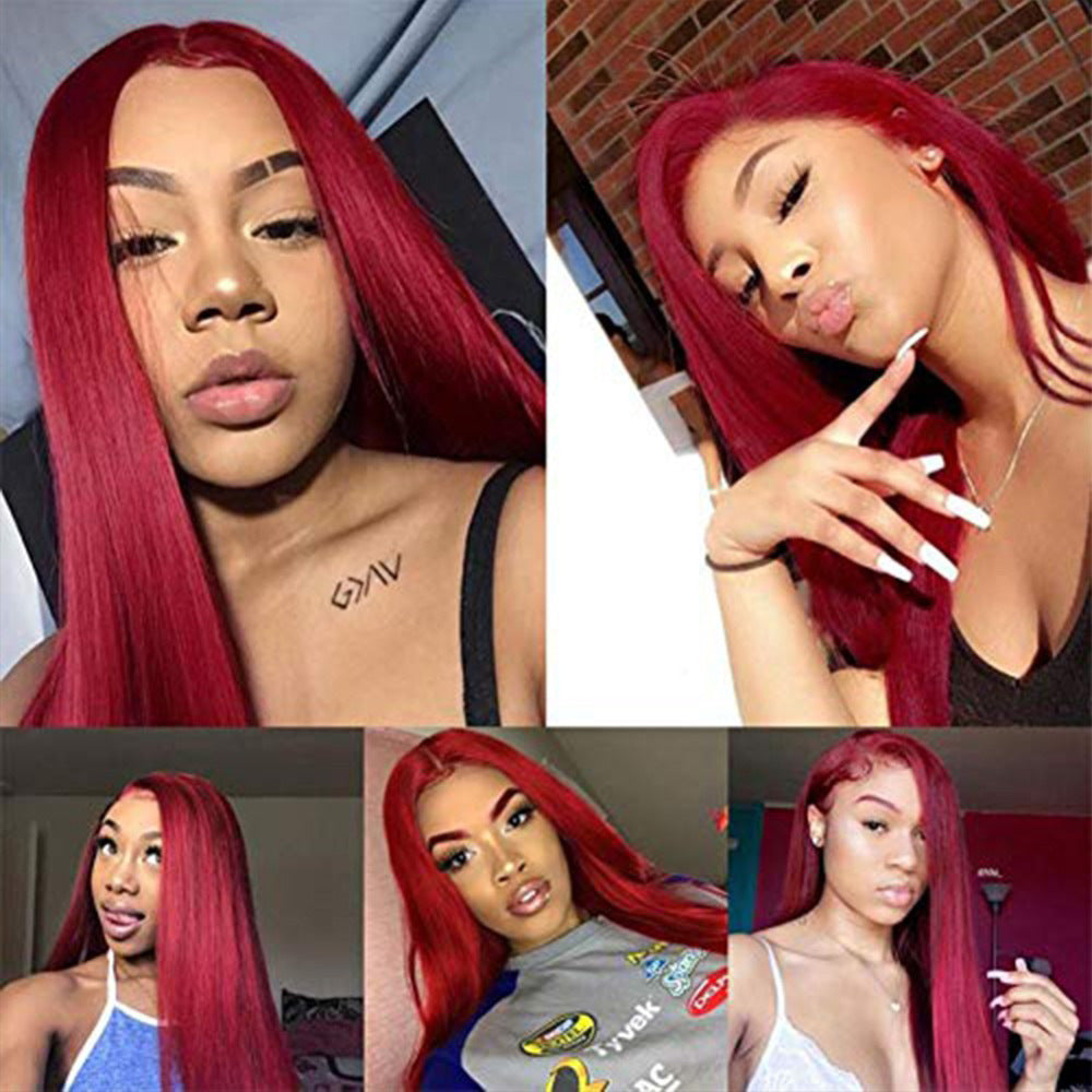 LuxuryGlow Burgundy Lace Front Wig – Natural Look Red Wig for Women