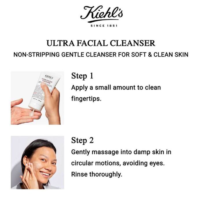 KIEHL’S Ultra Facial Cleanser – Gentle pH-Balanced Foaming Face Wash with Squalane & Vitamin E for All Skin Types