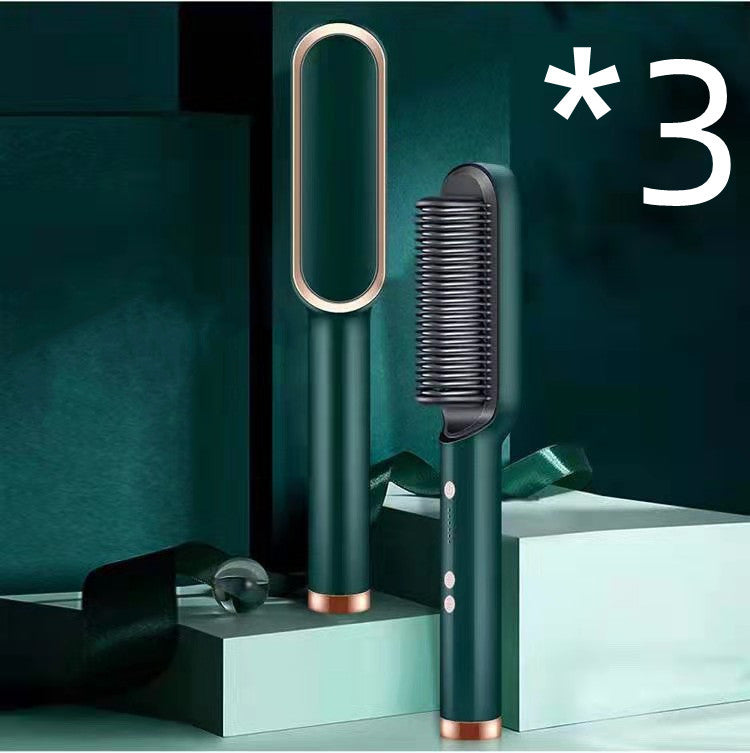 LuxuryGlow 2-in-1 Hair Straightener & Hot Comb – Negative Ion Curling Brush