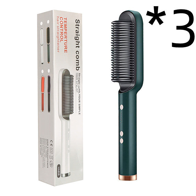 LuxuryGlow 2-in-1 Hair Straightener & Hot Comb – Negative Ion Curling Brush