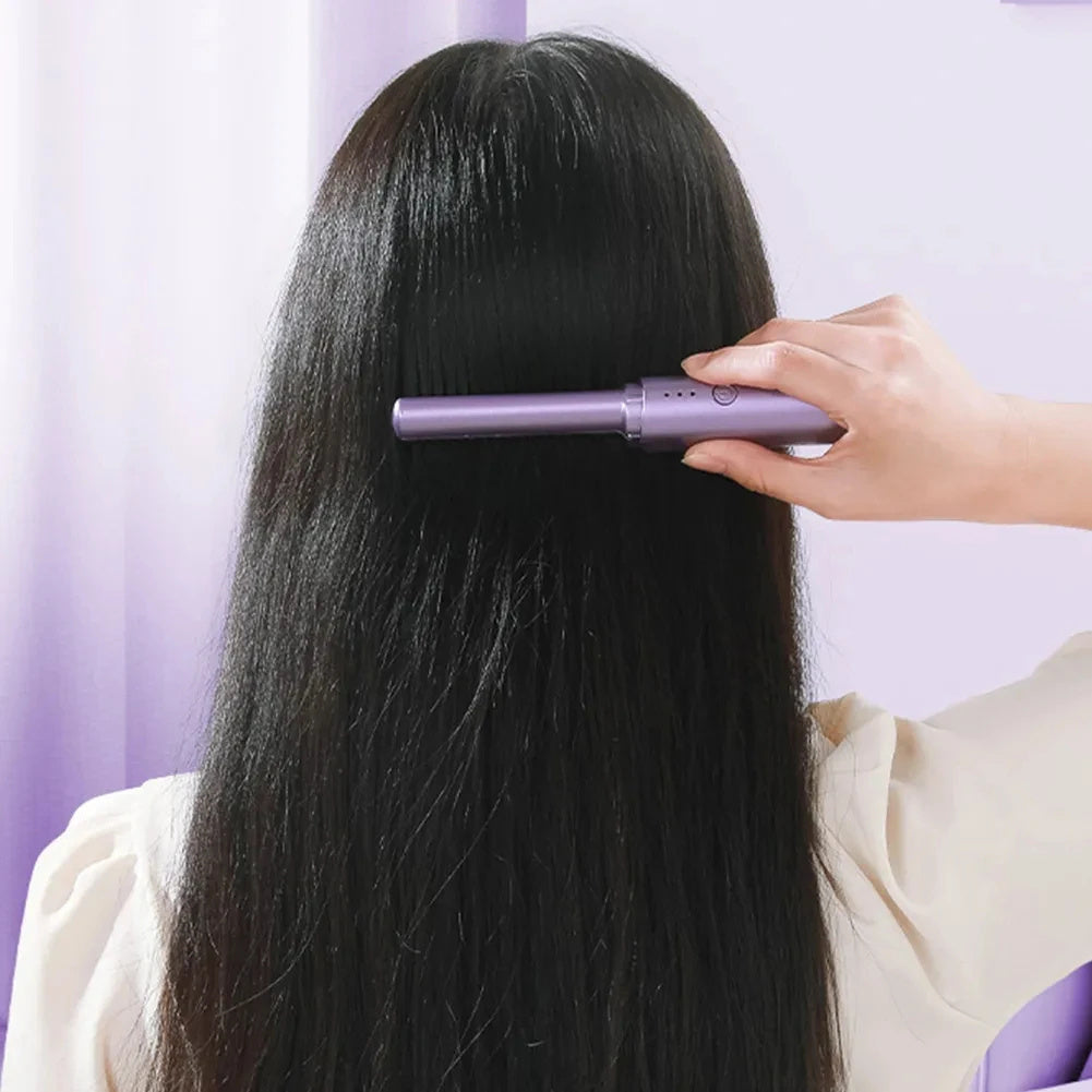LuxuryGlow Wireless Hair Straightener & Curler Brush – Fast Heating, USB Rechargeable