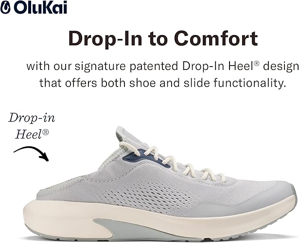 OluKai Kāhalo Men's Black Kholo Sneakers – 2-in-1 Shoe & Slide, Breathable, All-Day Comfort