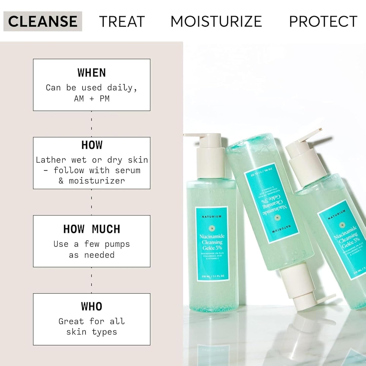 Naturium Niacinamide Cleansing Gelée 3% – Gentle Face Wash with Hyaluronic Acid & Vitamin C | Removes Makeup, Oil & Impurities (7.1oz)