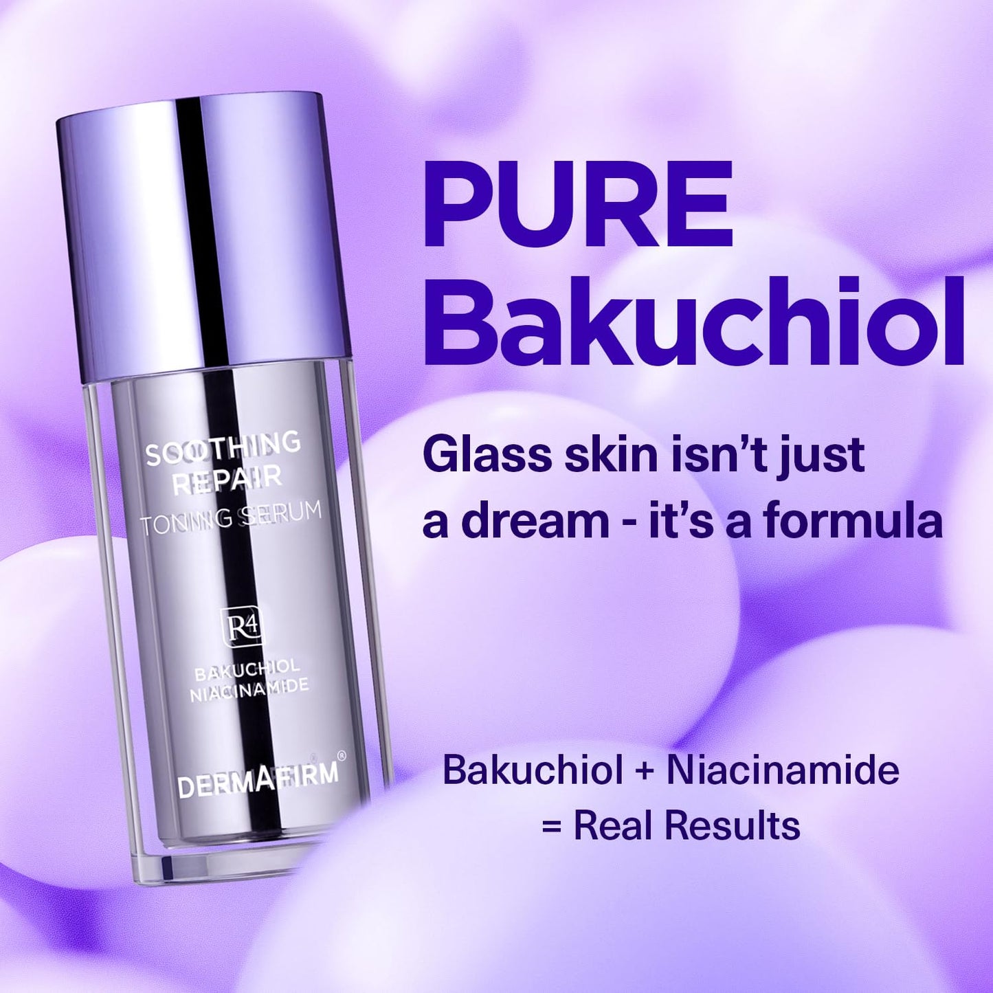 DERMAFIRM Bakuchiol Retinol Serum R4 with Niacinamide & Peptides – Anti-Aging, Soothing & Repairing Korean Face Serum for Glass Skin (30ml)