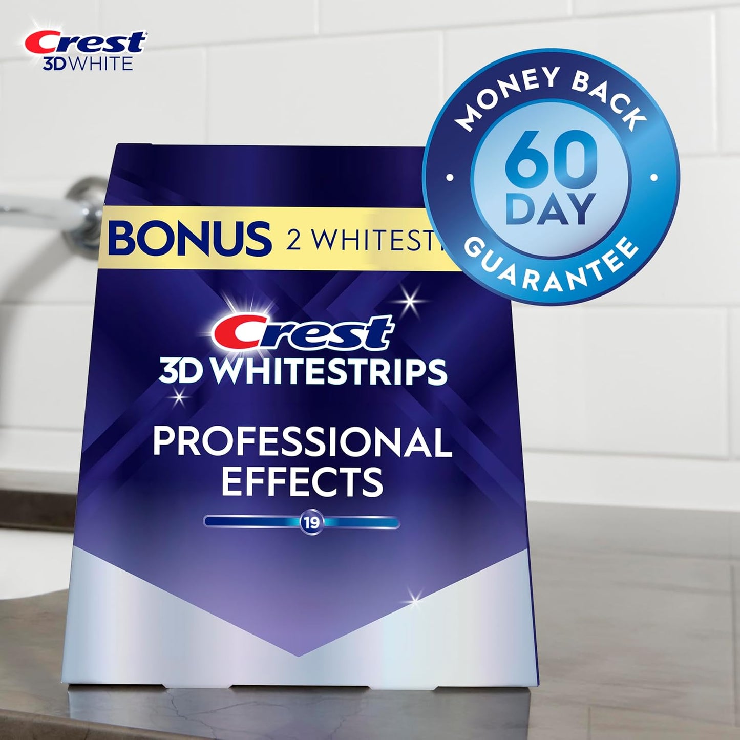 شرائط تبييض الأسنان الاحترافية من كريست 3D Whitestrips - مجموعة 44 شريطًا لتبييض الأسنان