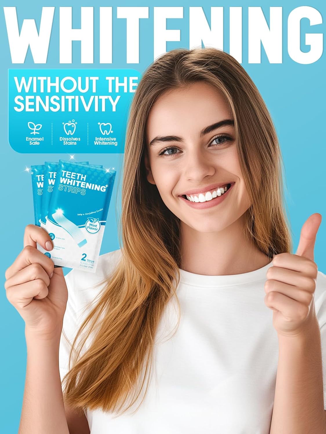 Oralfree Natural Teeth Whitening Strips – Enamel-Safe, Sensitive-Friendly, Mint Flavor, 28 Strips (14 Treatments)