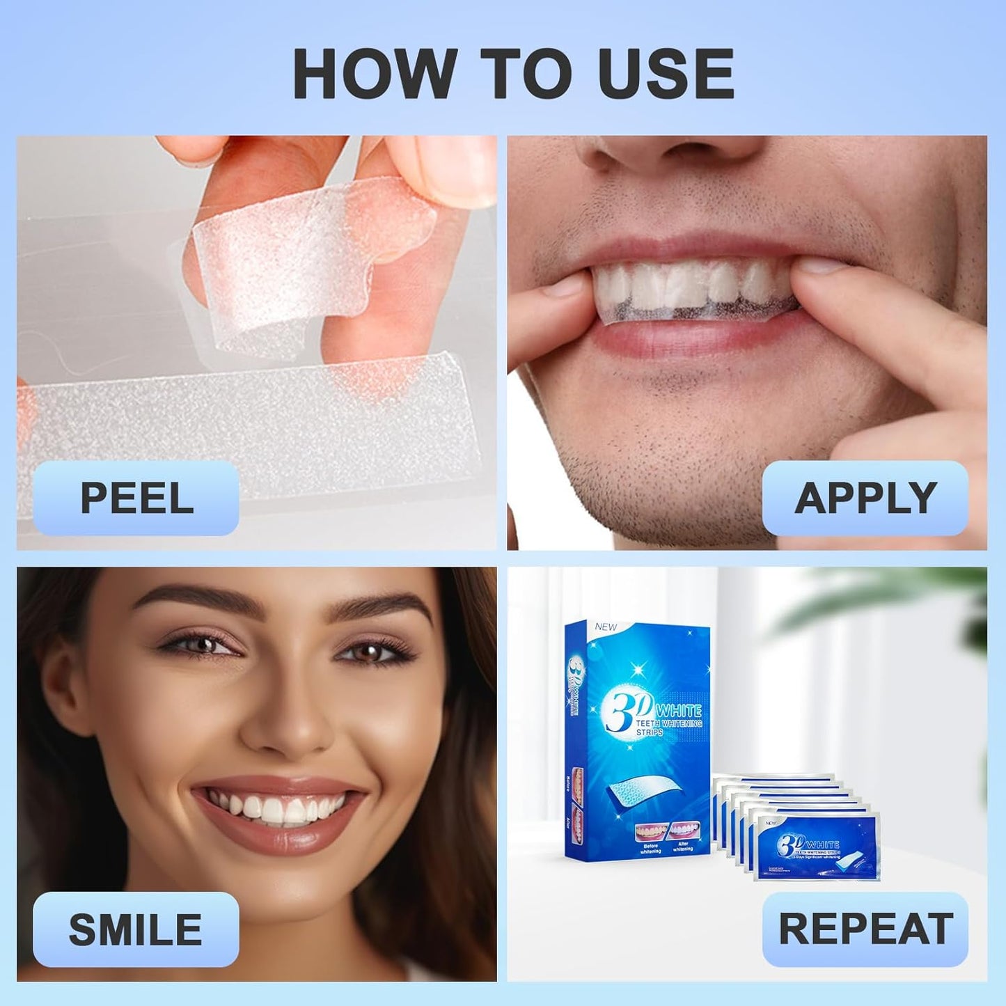 Teeth Whitening Strips Kit – 14 Treatments for Bright Smile, Stain Removal & Sensitive Teeth Care (28 Pcs)