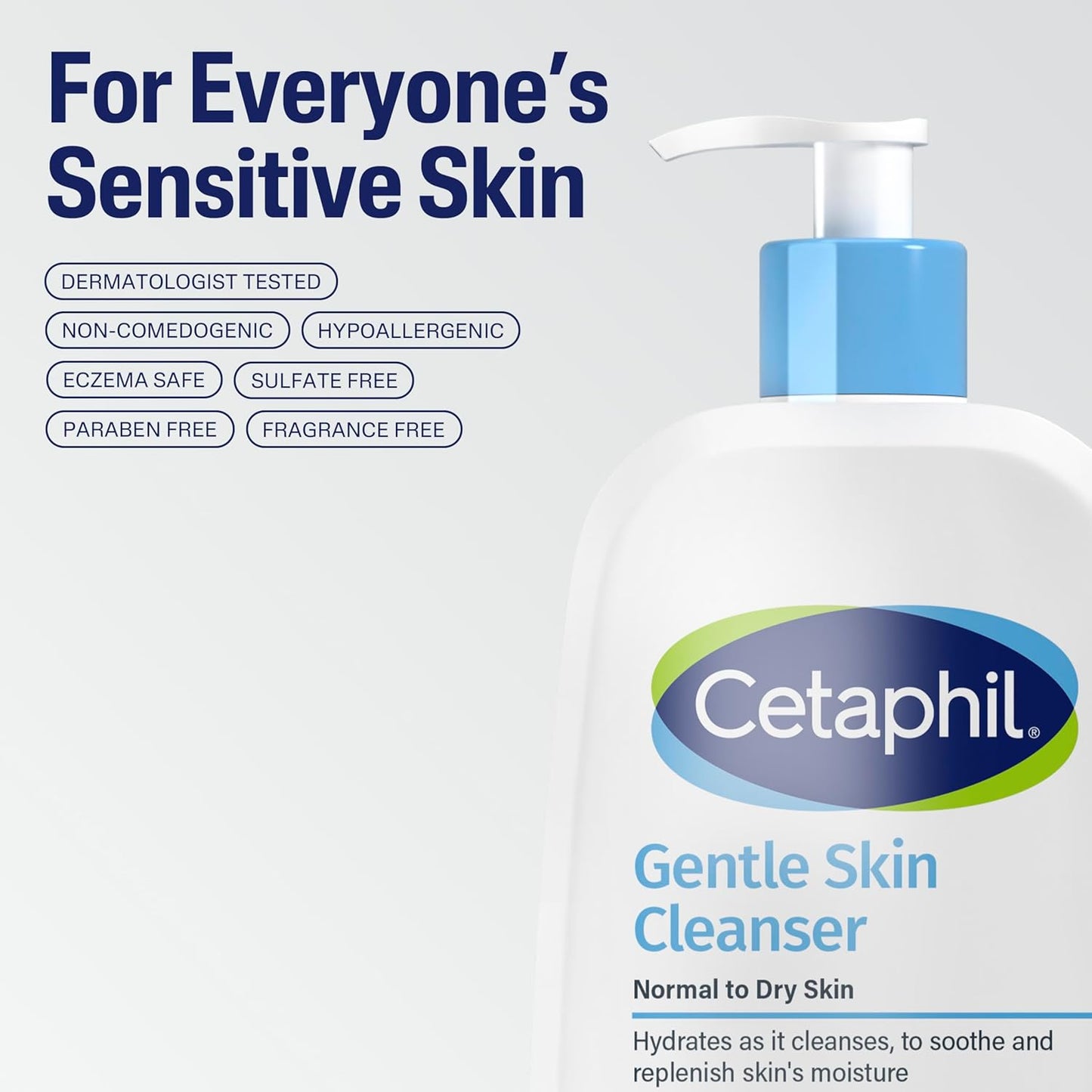 Cetaphil Gentle Skin Cleanser for Dry to Normal Sensitive Skin – Hydrating, Fragrance-Free, Non-Foaming Face Wash, 20oz