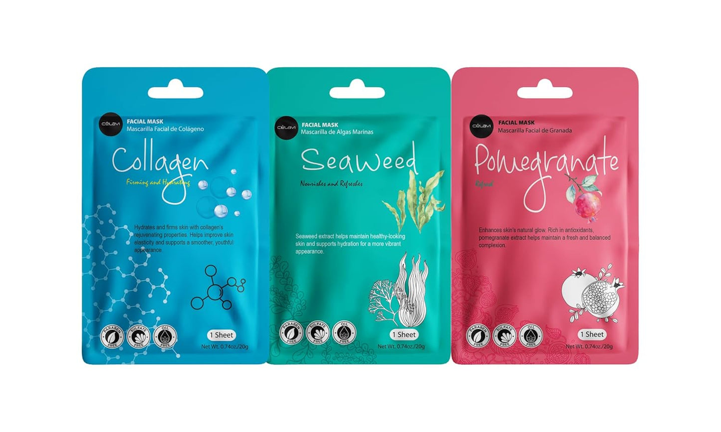 Celavi Korean Essence Facial Sheet Mask Variety Set – 12-Pack Hydrating & Nourishing Skincare for Radiant, Healthy Skin