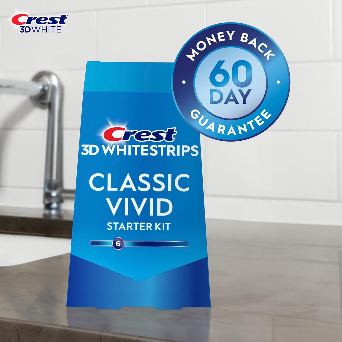 Crest 3D Whitestrips Classic Vivid – 20 Strips (10 Treatments) | Enamel-Safe, Dentist-Approved At-Home Teeth Whitening Kit