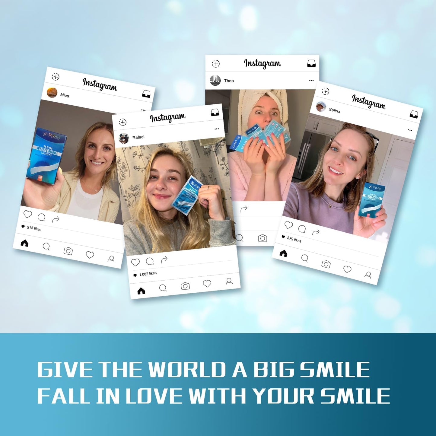 Pdoo Teeth Whitening Strips – 14 Sensitive-Safe Treatments, 28 Non-Slip Strips for Fast Stain Removal from Coffee, Wine & Smoking