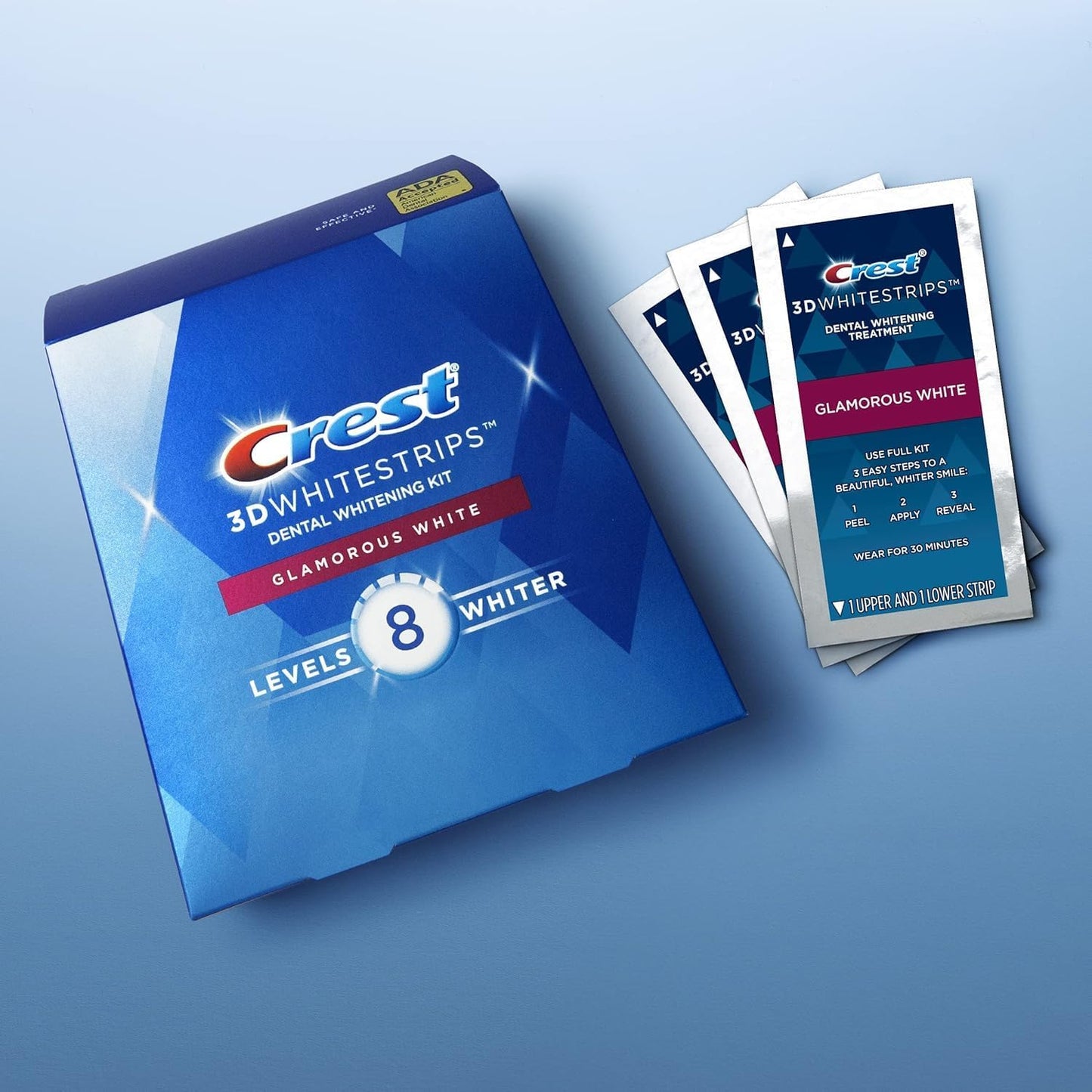 Crest 3D White Glamorous White Whitestrips – 28 Strips | Enamel-Safe Professional Teeth Whitening