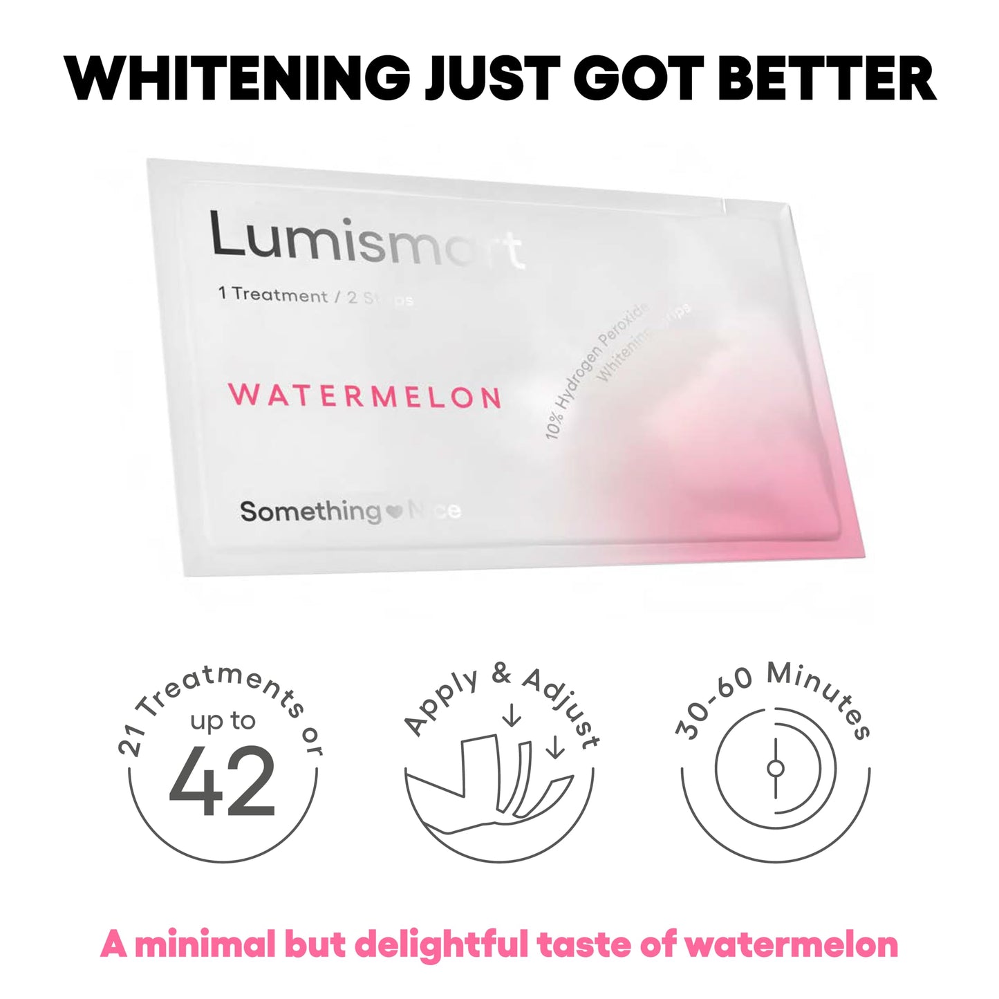 Something Nice Lumismart Whitening Strips - Dentist-Designed, Enamel Safe, up to 42 Treatments with Smart Adjust - Teeth Whitening Strips in Mint for Sensitive Teeth