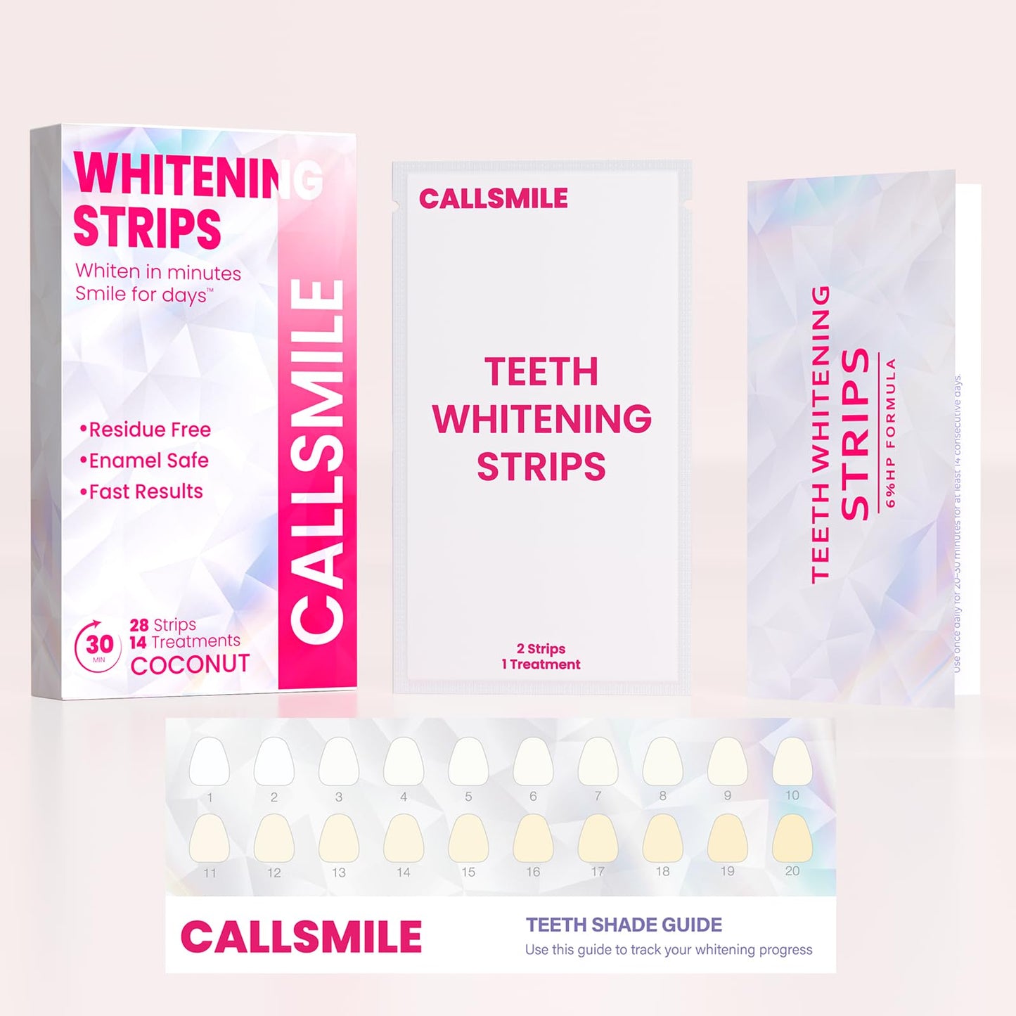 Teeth Whitening Strips – 14-Day Enamel-Safe Kit, No-Slip, Mint Flavor, Stain Removal (28 Pcs)