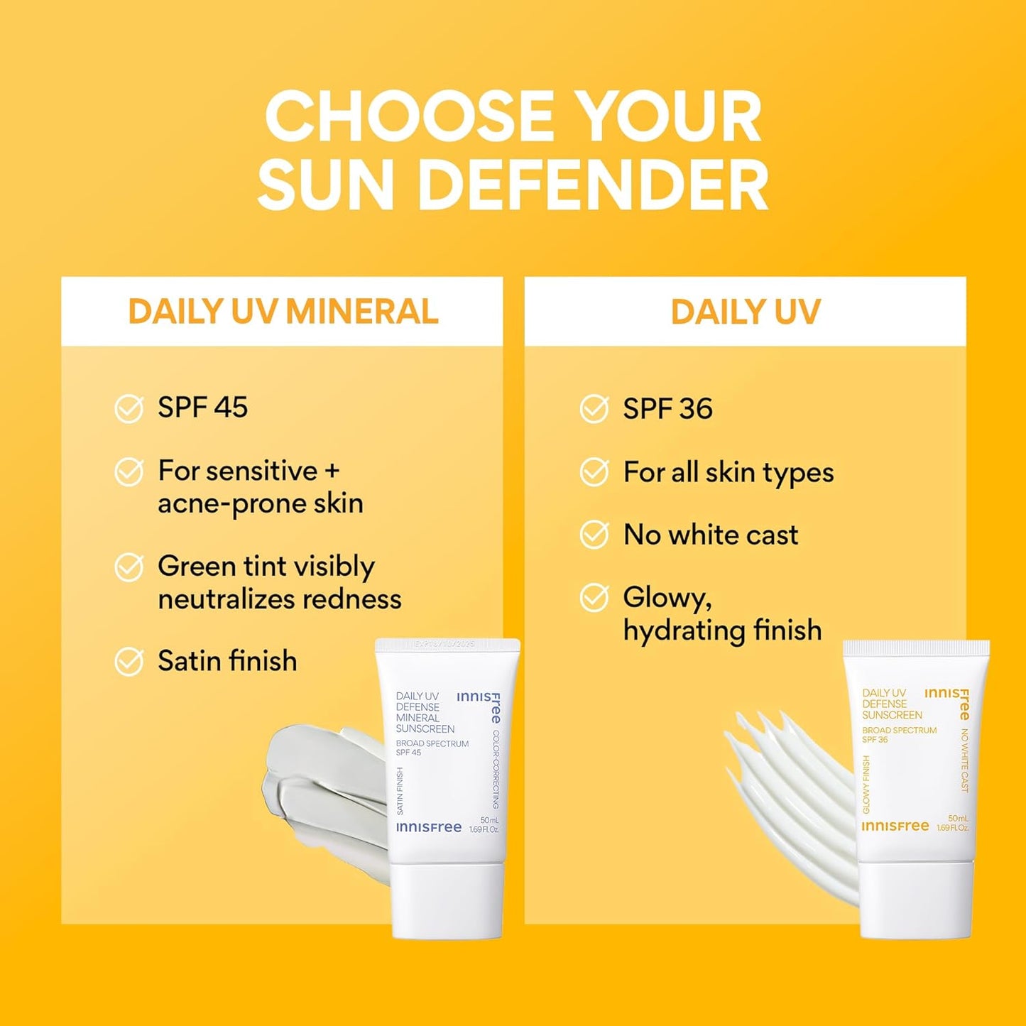Innisfree Daily UV Defense Sunscreen SPF 36 – Lightweight Korean Face Sunscreen with Green Tea & Cica | Broad Spectrum, No White Cast, Hydrating (1.69 fl oz)