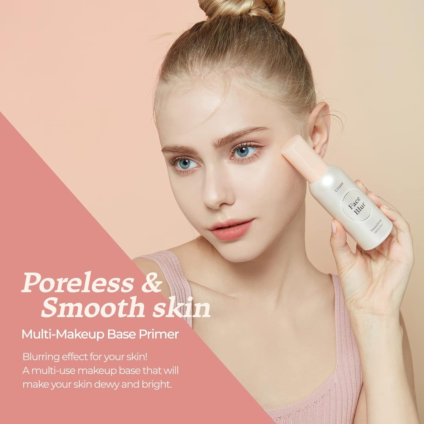 ETUDE Face Blur Smoothing Primer SPF 33 PA++ – Coral Base Makeup with Pore Blurring & UV Protection for Radiant Milky Skin (21AD)