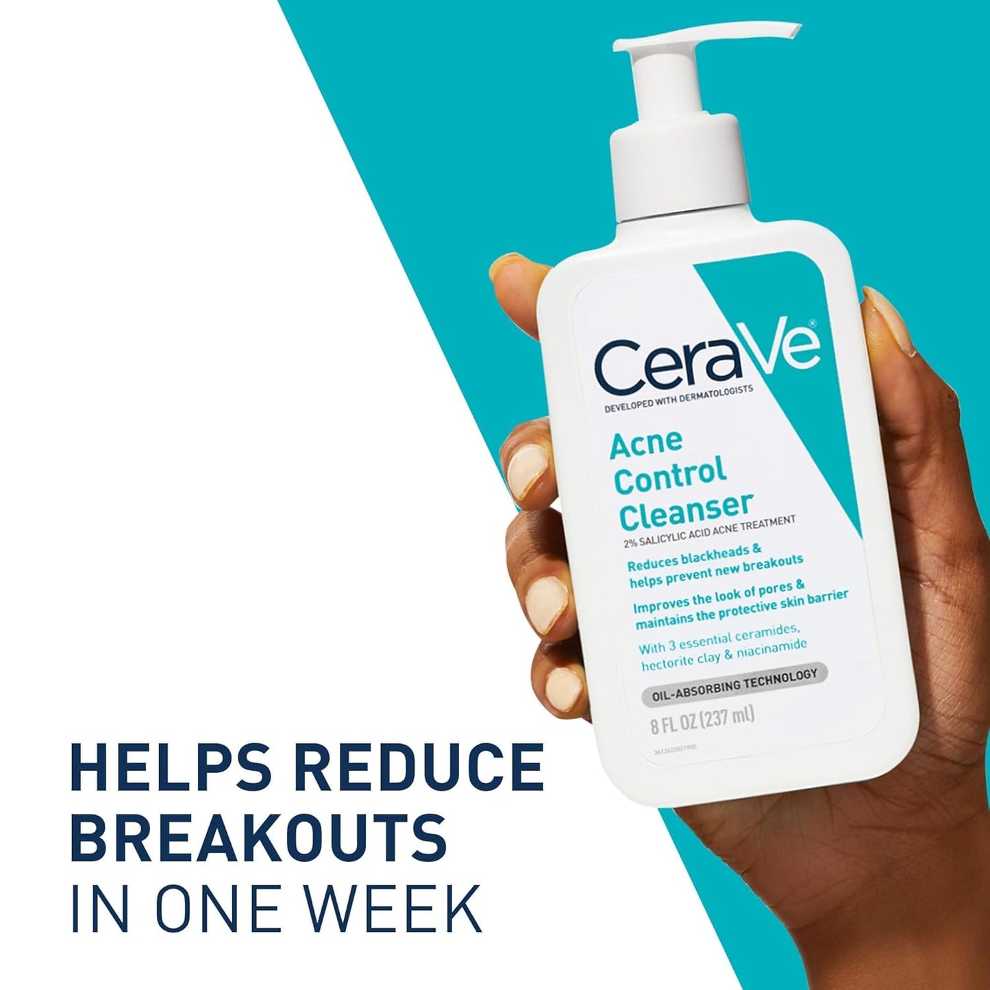 CeraVe Acne Control Face Wash with Salicylic Acid, Clay & Niacinamide – 8oz