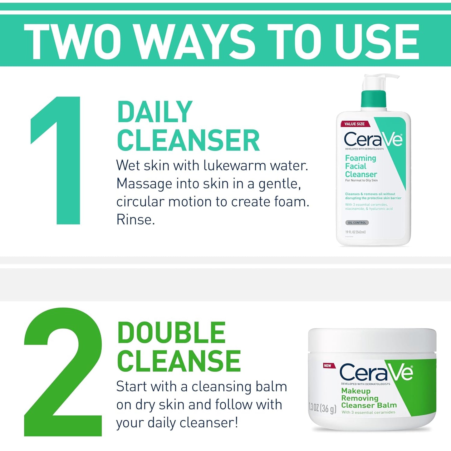 CeraVe Foaming Facial Cleanser for Normal to Oily Skin – Oil Control Face Wash with Hyaluronic Acid, Ceramides & Niacinamide, Fragrance-Free, 16oz