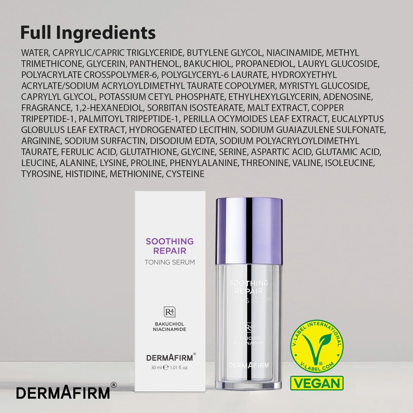 DERMAFIRM Bakuchiol Retinol Serum R4 with Niacinamide & Peptides – Anti-Aging, Soothing & Repairing Korean Face Serum for Glass Skin (30ml)