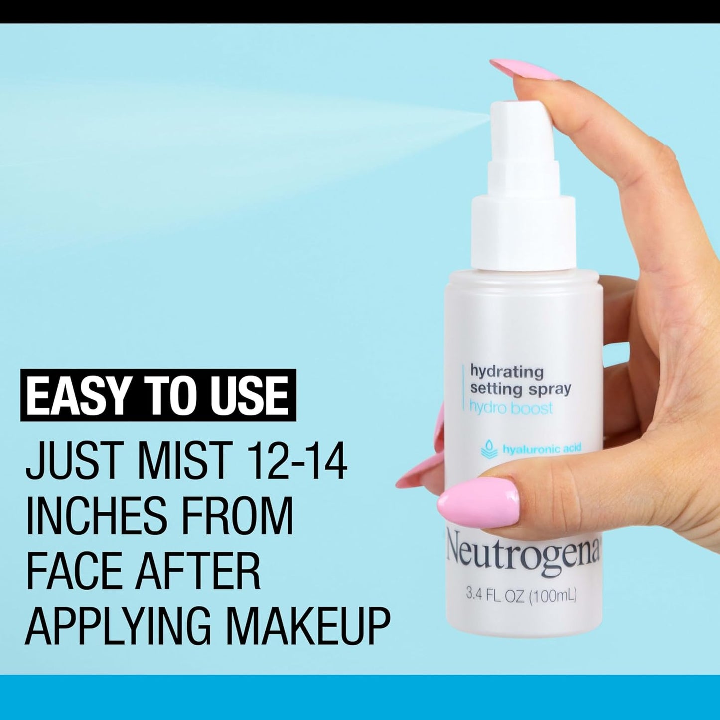 Neutrogena Hydro Boost Hydrating Makeup Setting Spray with Hyaluronic Acid – Dewy, Longwear, Non-Comedogenic Mist (3.4 fl oz)