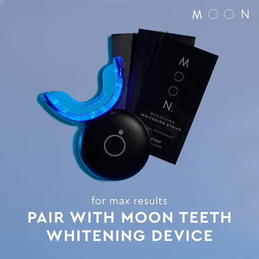 MOON Dissolving Teeth Whitening Strips – 56 Ct | Vegan, Enamel-Safe, Essential Oils Infused, No-Rinse Whitening Kit for Sensitive Teeth & Travel Oral Care