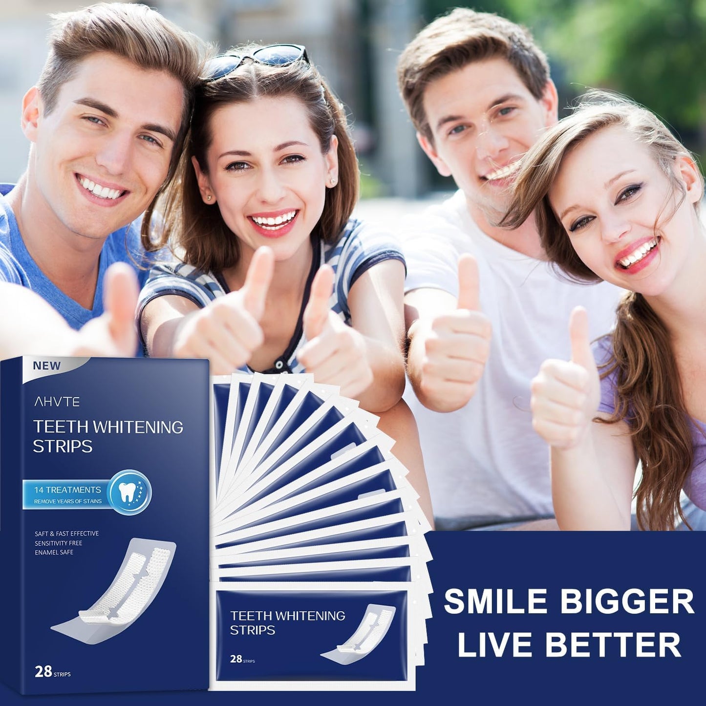 Teeth Whitening Strips – 28 Strips, 14 Treatments, Enamel-Safe & Sensitivity-Free Kit