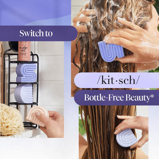 Kitsch Purple Shampoo & Conditioner Bar Set | Biotin-Enriched Toning for Blonde, Grey & Color-Treated Hair | Vegan, Sulfate-Free & Eco-Friendly (Made in USA)