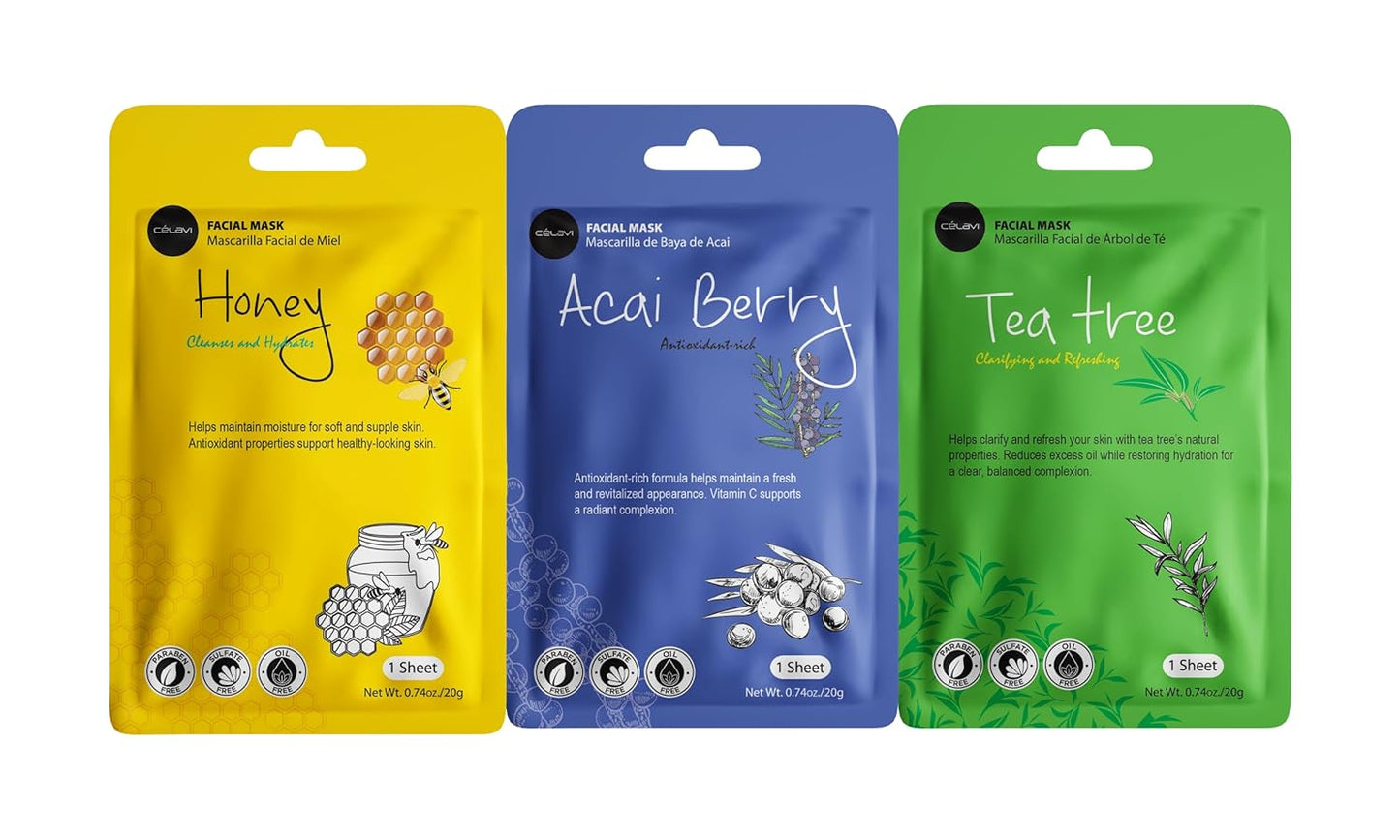 Celavi Korean Essence Facial Sheet Mask Variety Set – 12-Pack Hydrating & Nourishing Skincare for Radiant, Healthy Skin