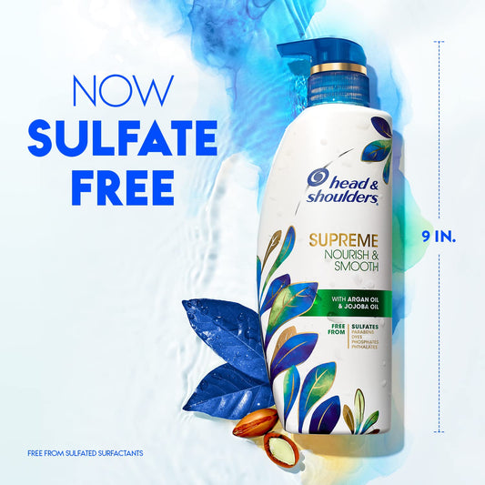 Head & Shoulders Supreme Anti-Dandruff Shampoo & Conditioner Set | Sulfate-Free, Argan & Jojoba Oil | Dry Scalp & Color-Treated Hair Care