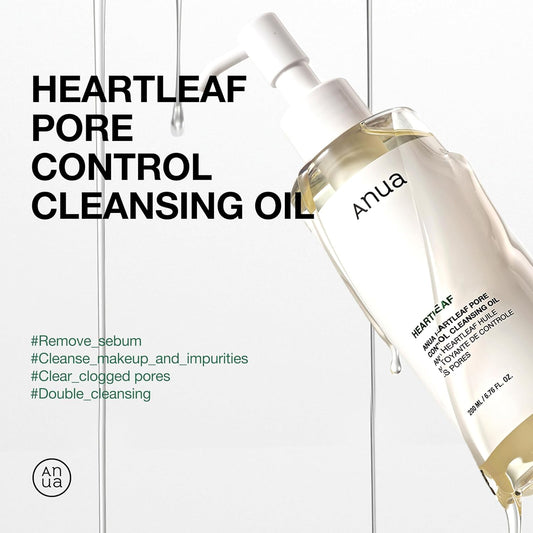 Anua Heartleaf Pore Control Cleansing Oil | Gentle Makeup & Blackhead Remover | Korean Double Cleanser for All Skin Types (200ml / 6.76 fl oz)