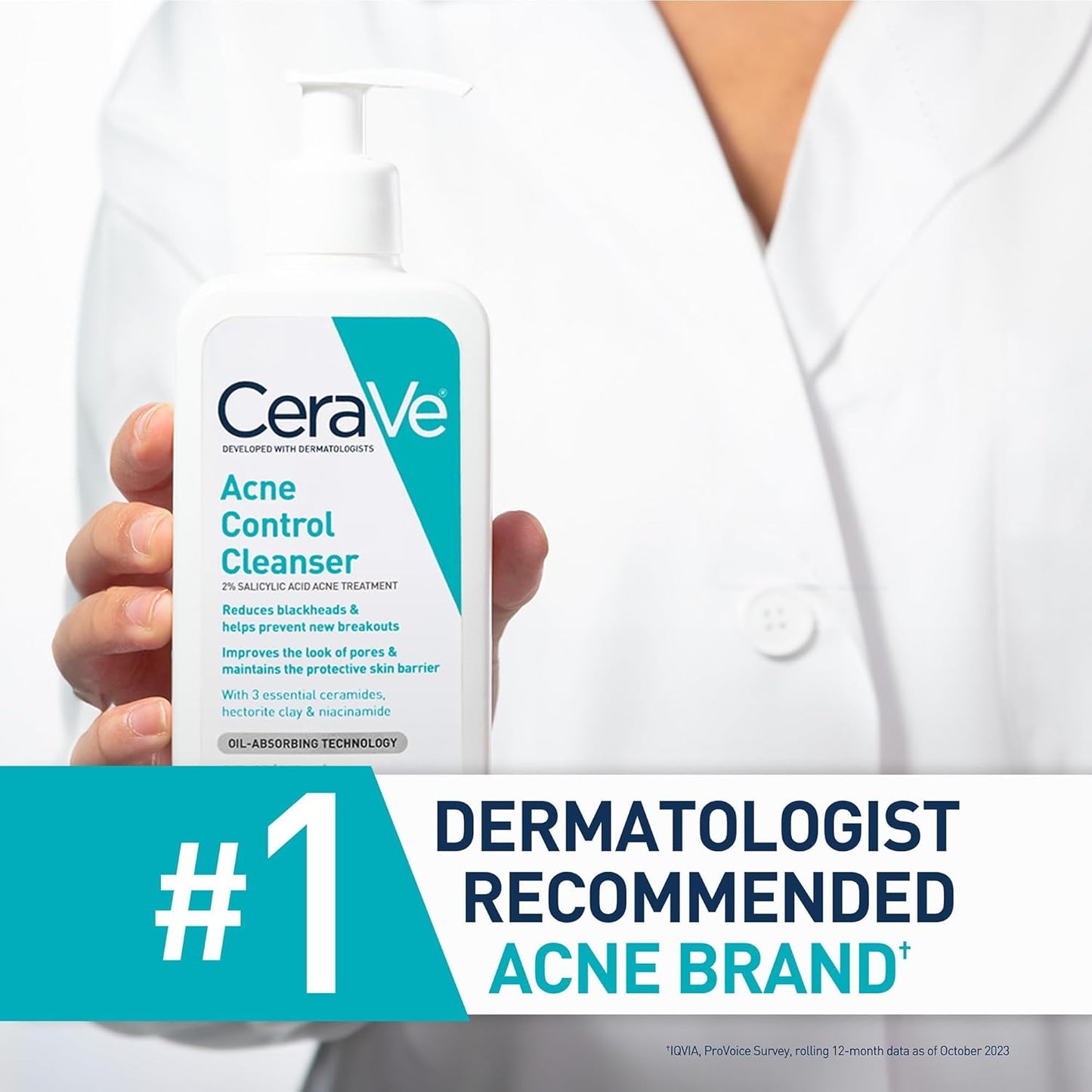 CeraVe Acne Control Face Wash with Salicylic Acid, Clay & Niacinamide – 8oz