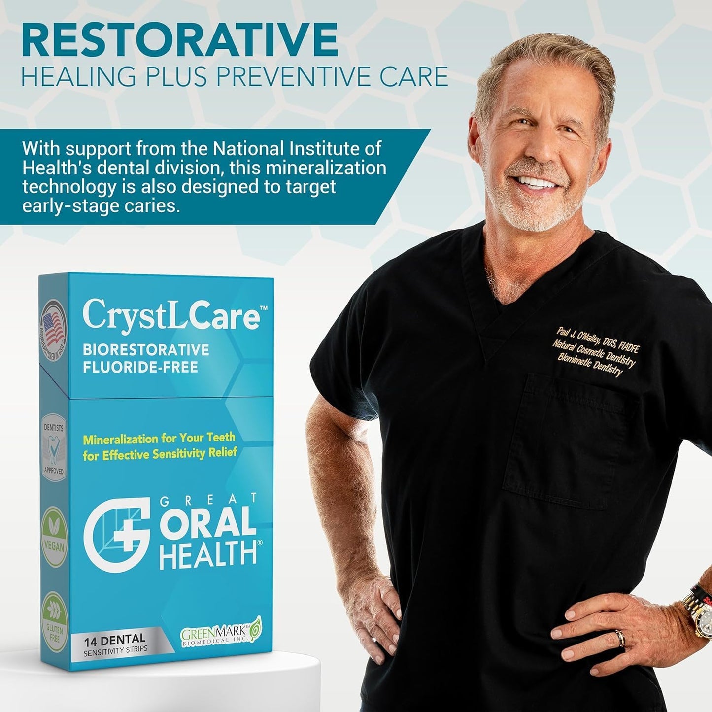CrystLCare Tooth Sensitivity Strips – Enamel Repair & Long-Lasting Relief | Hydroxyapatite Remineralization for Adults & Kids (14 Count)