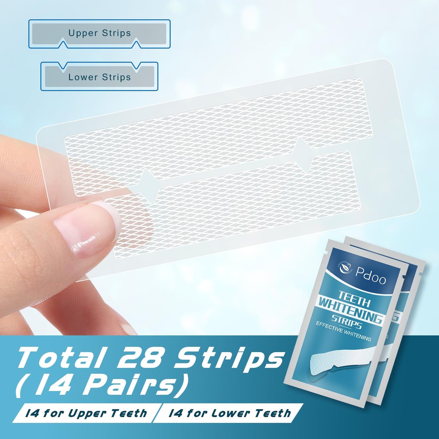 Teeth Whitening Strips - 28 Whitening Strips for Teeth Sensitive, Professional, Fast Remove Smoking, Coffee, Wine Stains, Teeth Whitening Kit Pack of 14 Non-Slip Strips Treatments