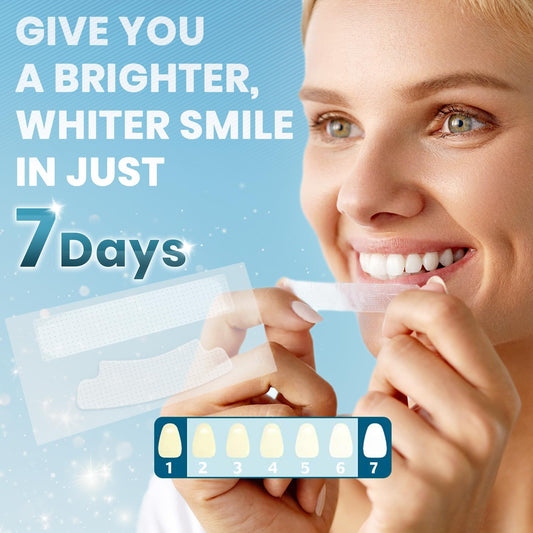Teeth Whitening Strips for Sensitive Teeth – 42 Strips Enamel-Safe, Non-Slip Mint Strips with Fast 30-Min Results (21 Treatments)