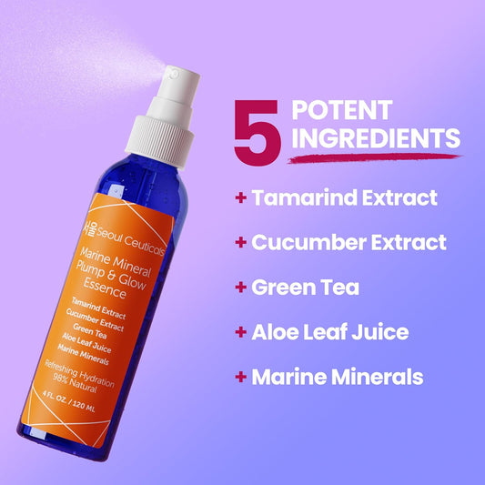 SeoulCeuticals Korean Skin Care Essence Toner – Hydrating K-Beauty Mist with Cucumber, Marine Minerals & Organic Aloe for Youthful, Glowing Skin (4.66 oz)