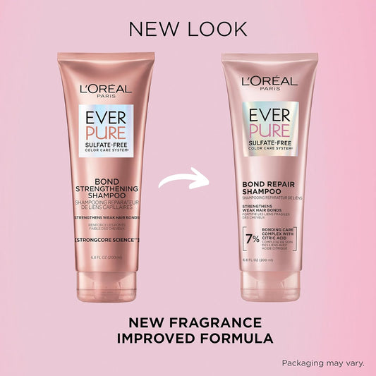 L'Oreal Paris EverPure Sulfate-Free Bond Repair Shampoo & Conditioner Set | Strengthens, Repairs & Smooths Damaged or Colored Hair | Vegan, Paraben-Free