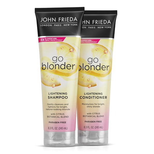John Frieda Sheer Blonde Go Blonder Shampoo & Conditioner Set – Gradually Lightens Blonde Hair, Citrus & Chamomile Formula, Paraben-Free, 8.3oz x 2