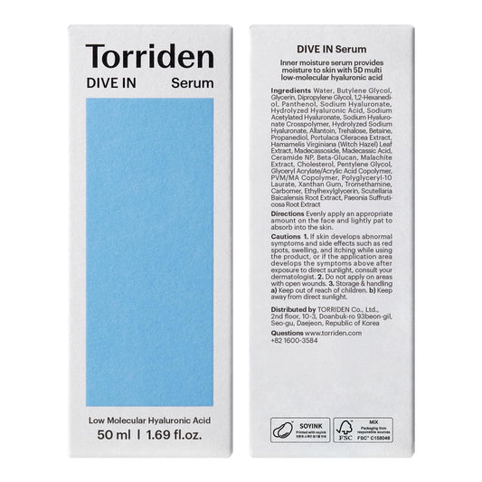 Torriden DIVE-IN Hyaluronic Acid Serum 50ml – 5D Complex for Deep Hydration, Plump & Soothing Korean Skincare