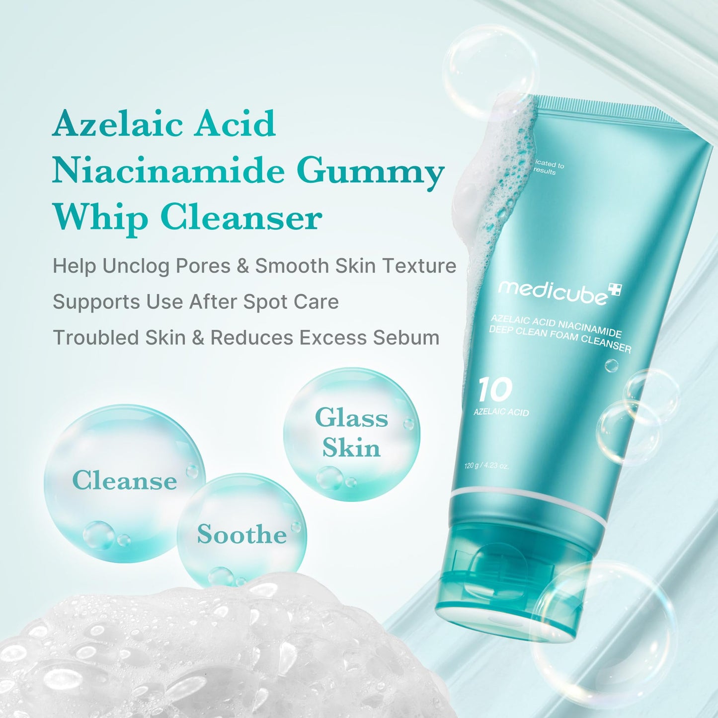 Medicube PDRN Marshmallow Whip Cleanser – Korean Hydrating Foam Face Wash with Niacinamide & Hyaluronic Acid for Pore Care, Uneven Skin Tone & Radiant Glow (143g)