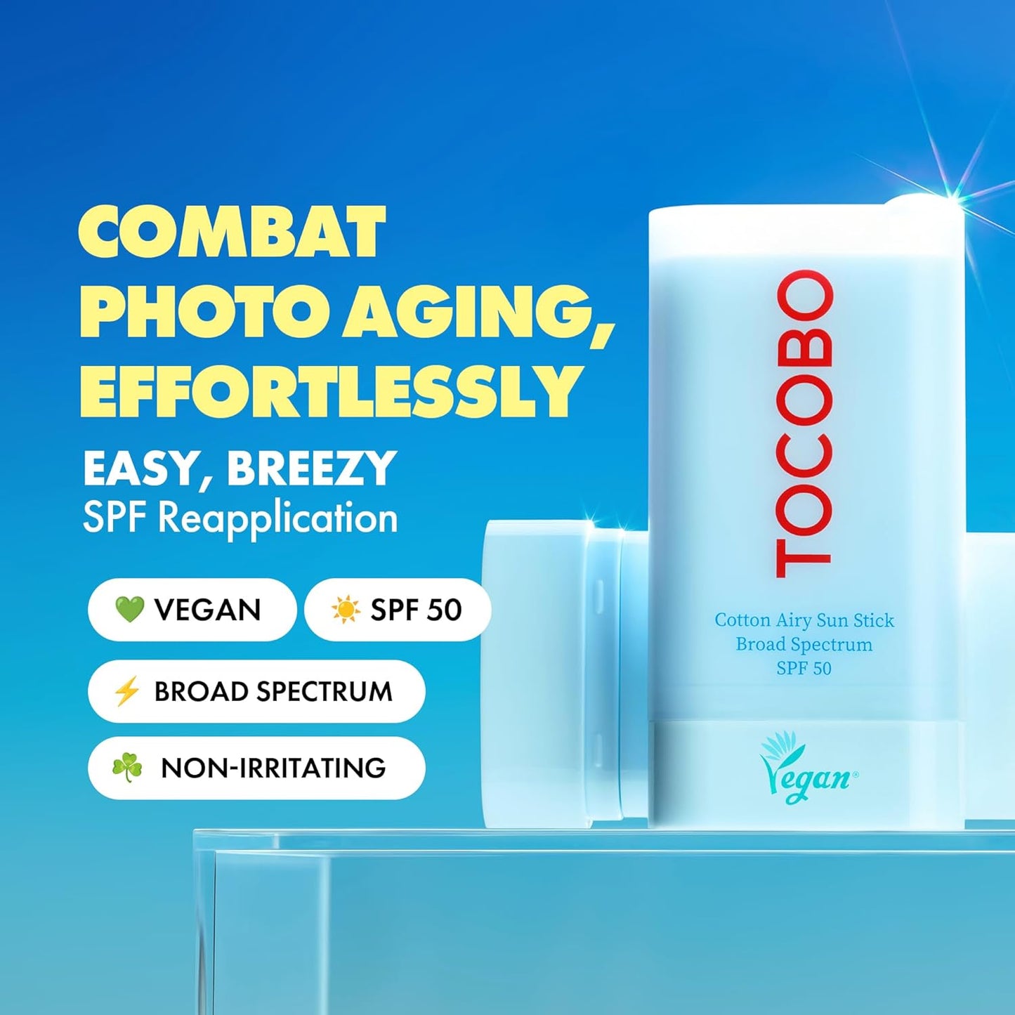 Cotton Airy Sun Stick SPF 50 – Korean Matte Face Sunscreen Stick, Travel Size, Vegan & Non-Sticky Broad Spectrum Sunblock (0.67 oz)