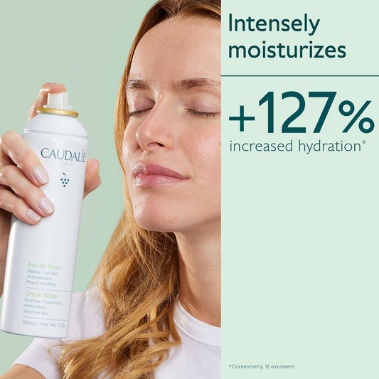 Caudalie Grape Water Face Mist – Natural Vegan Hydrating & Soothing Spray for Sensitive Skin – Antioxidant Protection, Plant-Based Formula, 6.7 fl oz