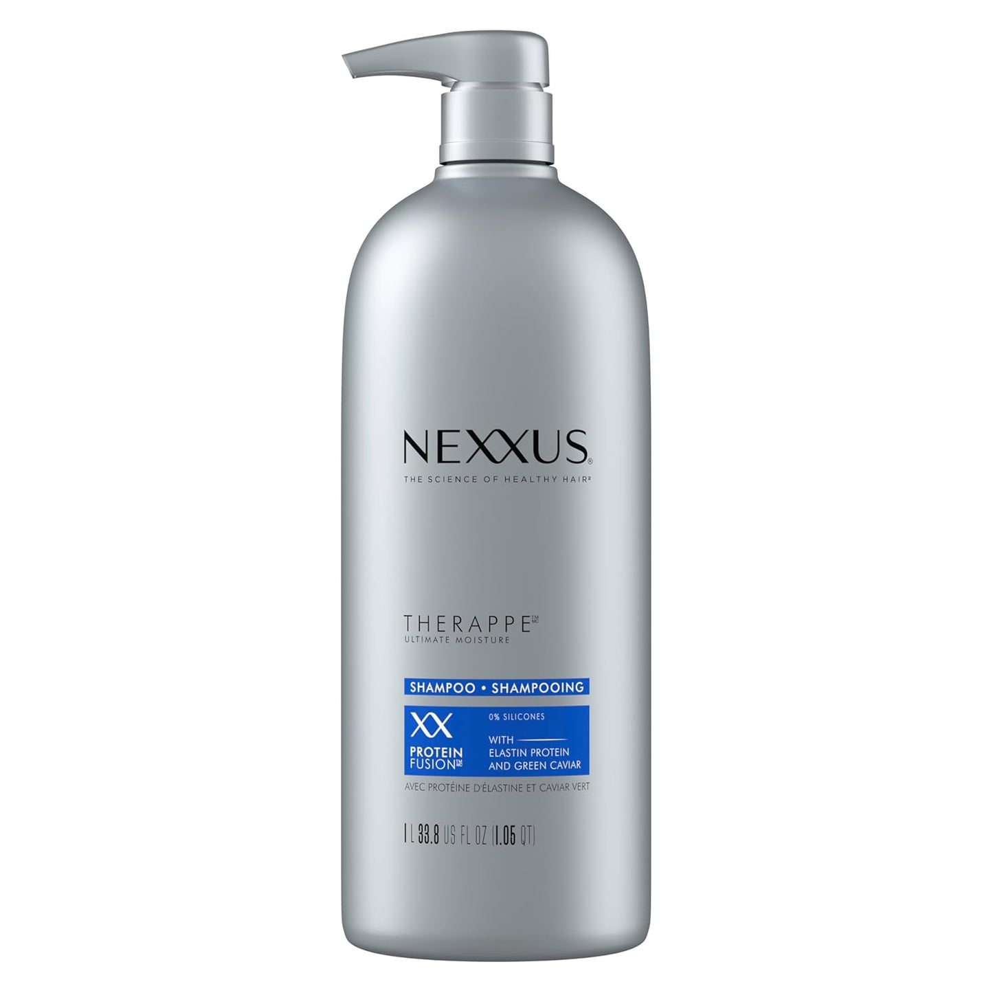 Nexxus Therappe Moisturizing Shampoo | Ultimate Moisture for Dry Hair | Silicone-Free with ProteinFusion, Elastin Protein & Green Caviar | 33.8 oz