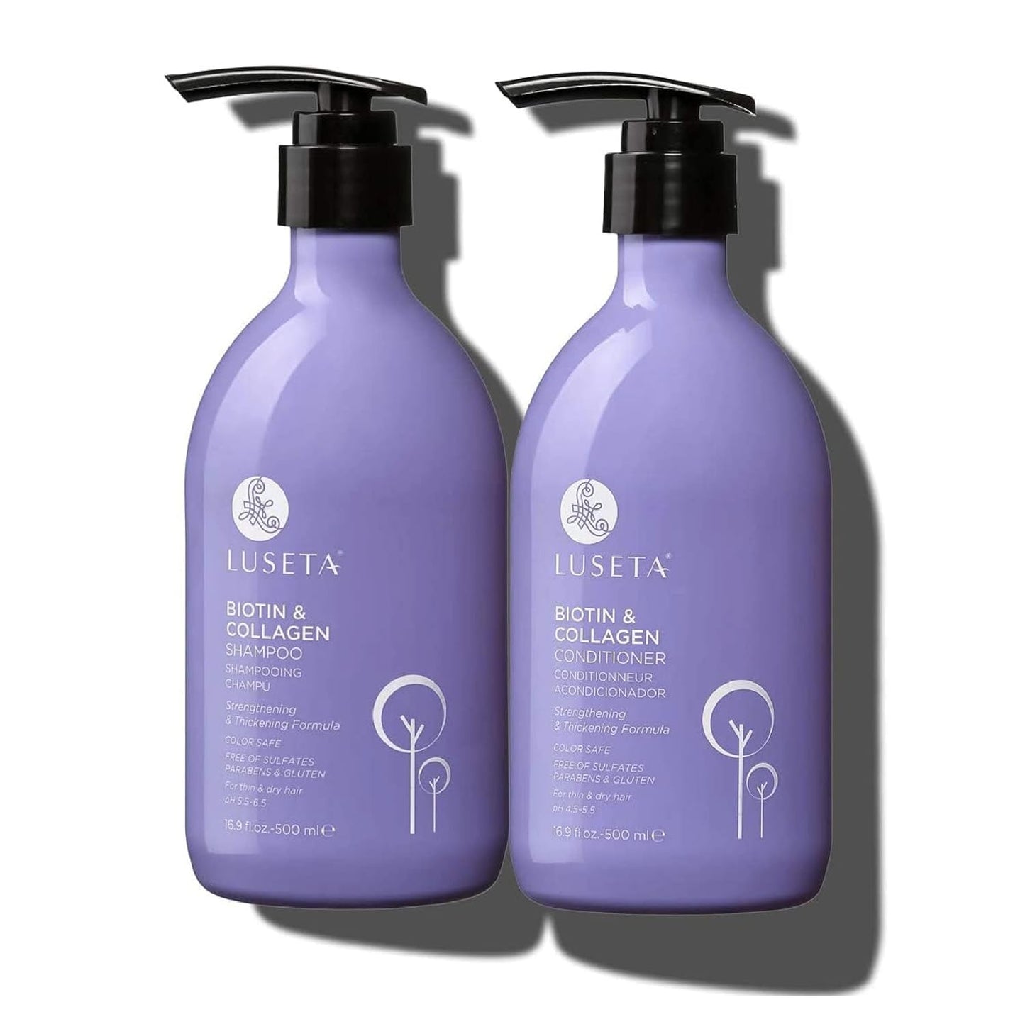 Luseta Biotin Shampoo & Conditioner Set – Thickening & Strengthening Hair Care with Argan Oil – Sulfate & Paraben Free for Thinning, Dry & Damaged Hair (2×16.9 fl oz)